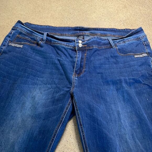 Flare Leg Cropped/Capri Stretch Denim Jeans sz 24W - Picture 4 of 16